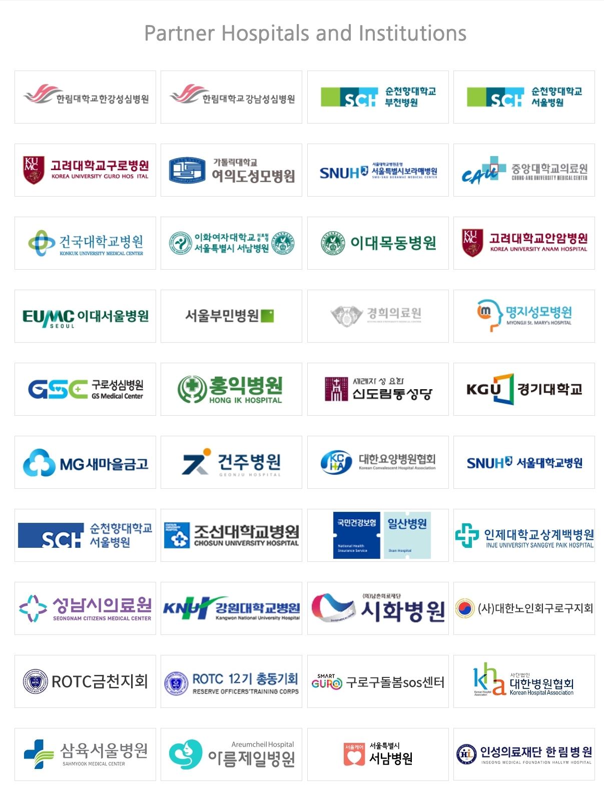 Partner hospitals and institutions